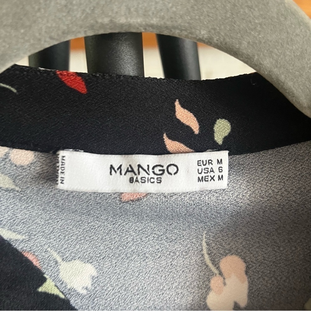 Mango Black Top with Floral Accents - Picture 3 of 4